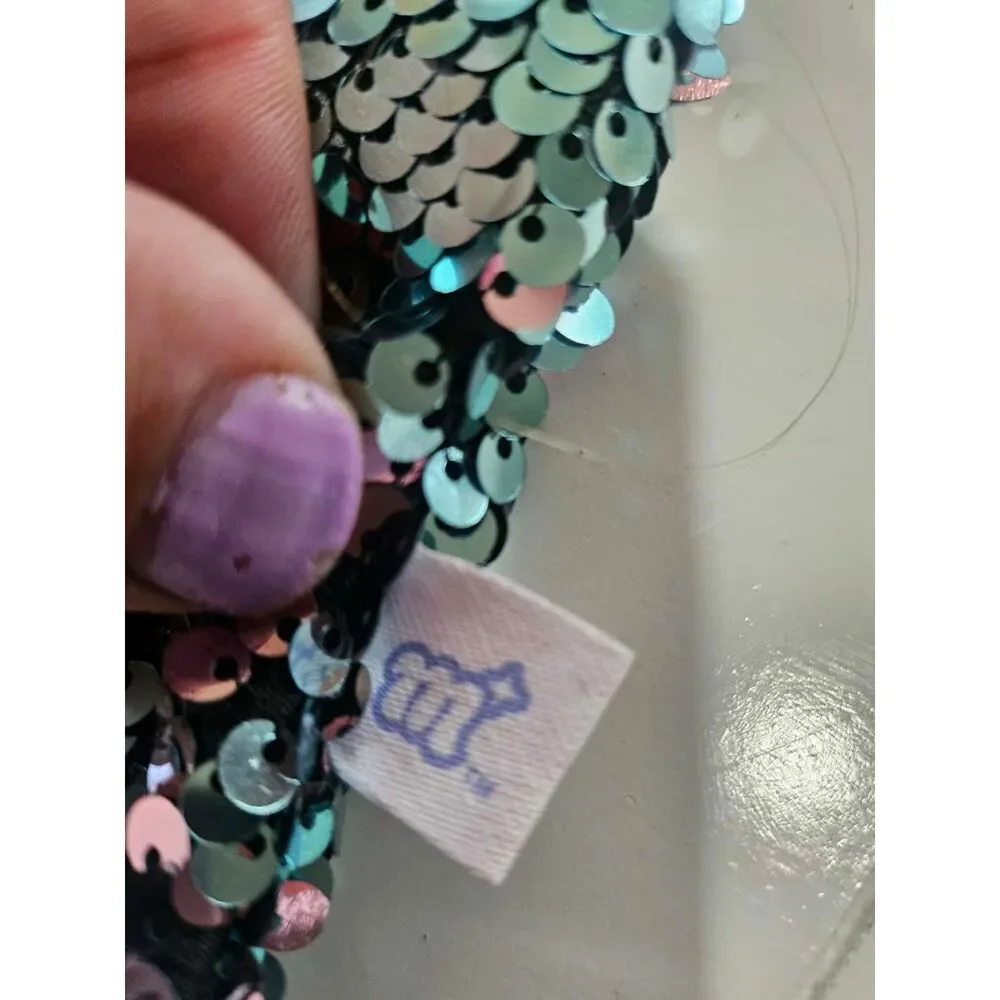 More Than Magic Reversible Sequin Drawstring Backpack Teal Pink Mermaid Bag